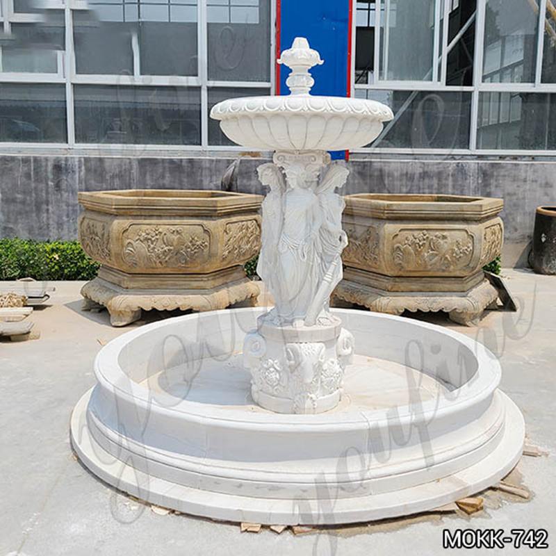 Large Outdoor Marble Woman Water Fountain Manufacturer MOKK-742