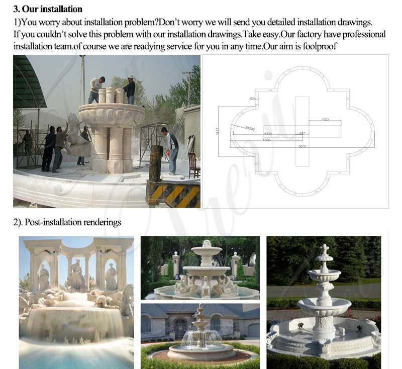 Tiered Beige Marble Water Lion Fountain Factory MOKK-696