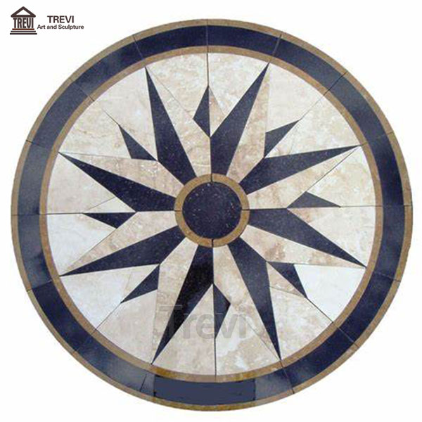 Simple Star Round Marble Waterjet Floor Medallion Carpet for Sale MOKK-122