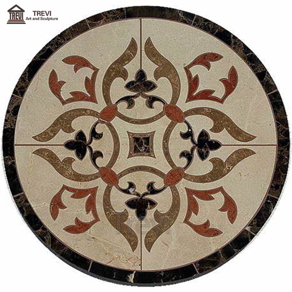 Custom Simple Natural Round Waterjet Flower Marble Floor Design for Sale MOKK-123