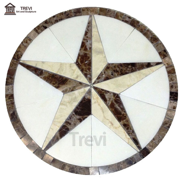 Simple Star Natural Carrara White Marble Waterjet Medallion Floor Design for Sale MOKK-124