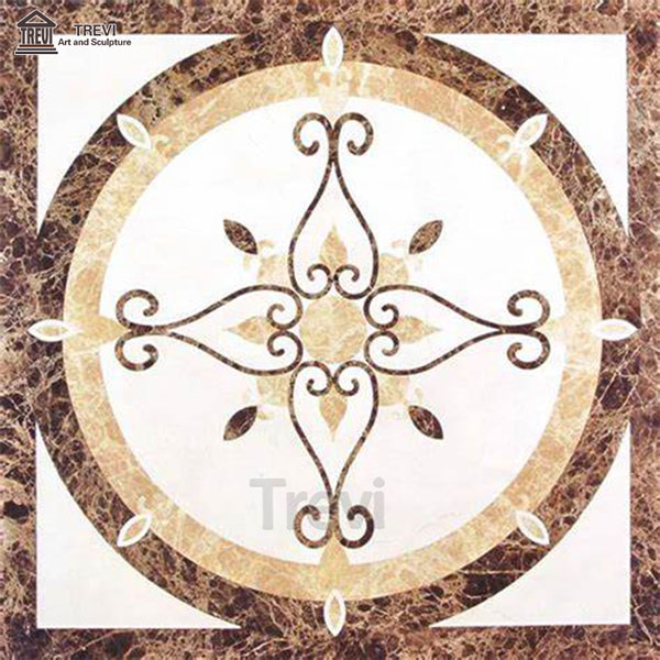 Custom Modern Square Waterjet Natural Marble Floor Design Medallions for Sale MOKK-125