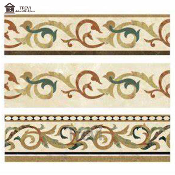 Flower Nature Marble Skirting 100mm Flooring Border Molding Designs for Sale MOKK-0102